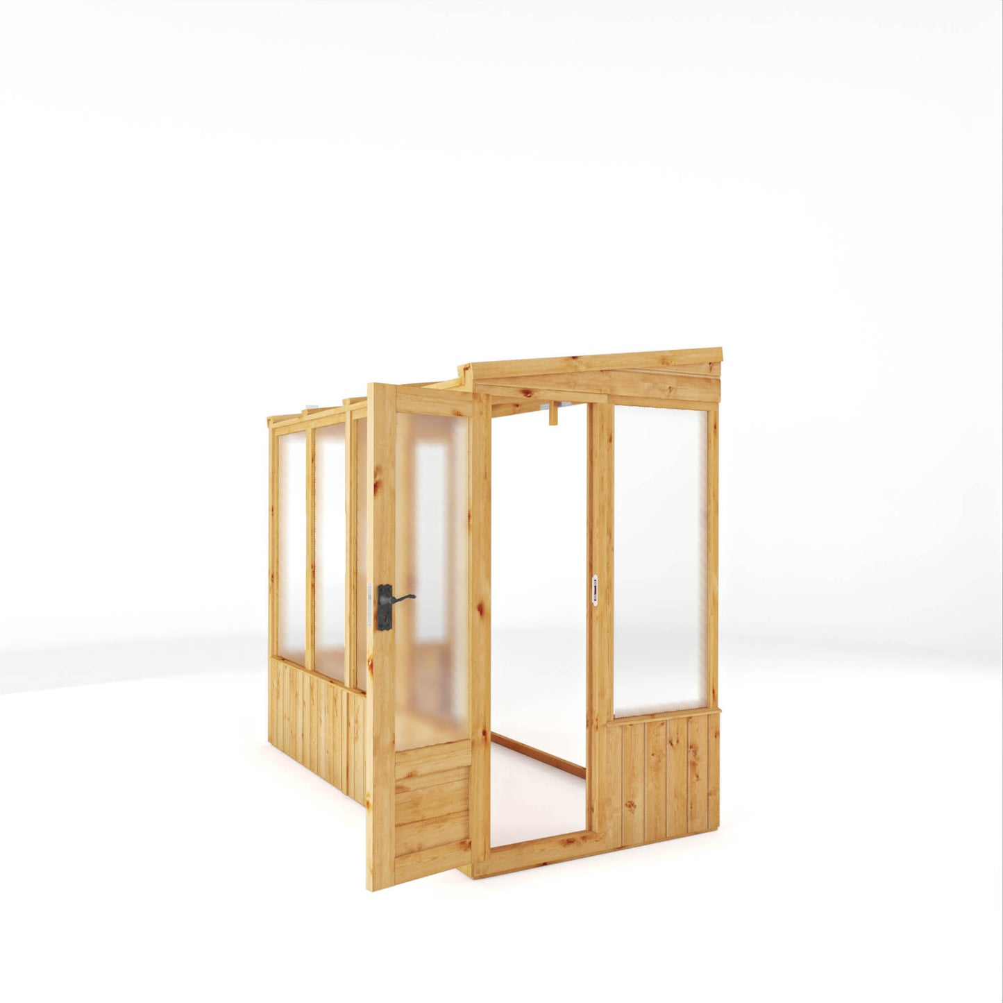 Mercia Woodsman 8' 2" x 3' 11" Pent Lean-to Greenhouse - Premium Dip Treated Shiplap- Polycarbonate Windows