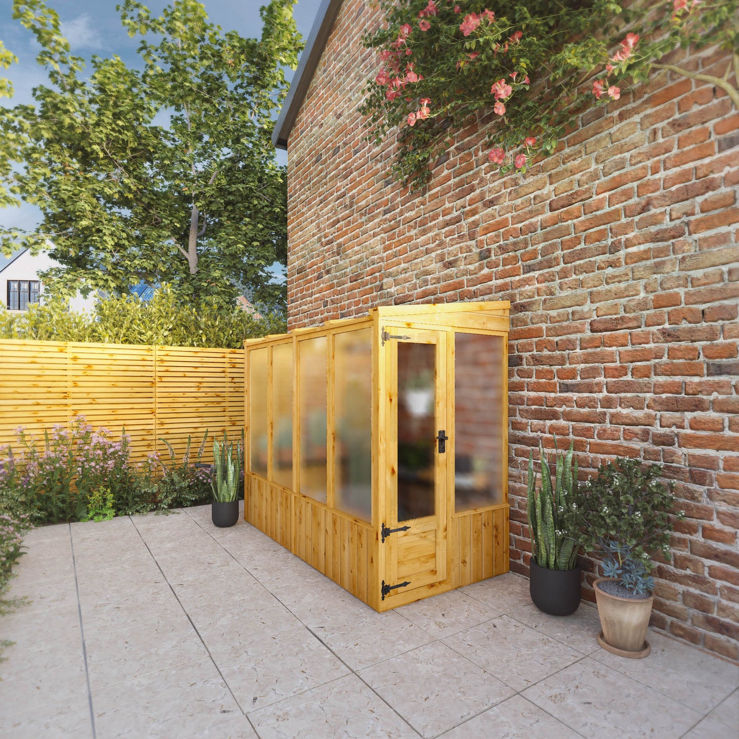 Mercia Woodsman 8' 2" x 3' 11" Pent Lean-to Greenhouse - Premium Dip Treated Shiplap- Polycarbonate Windows