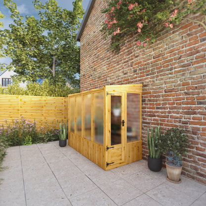 Mercia Woodsman 8' 2" x 3' 11" Pent Lean-to Greenhouse - Premium Dip Treated Shiplap- Polycarbonate Windows