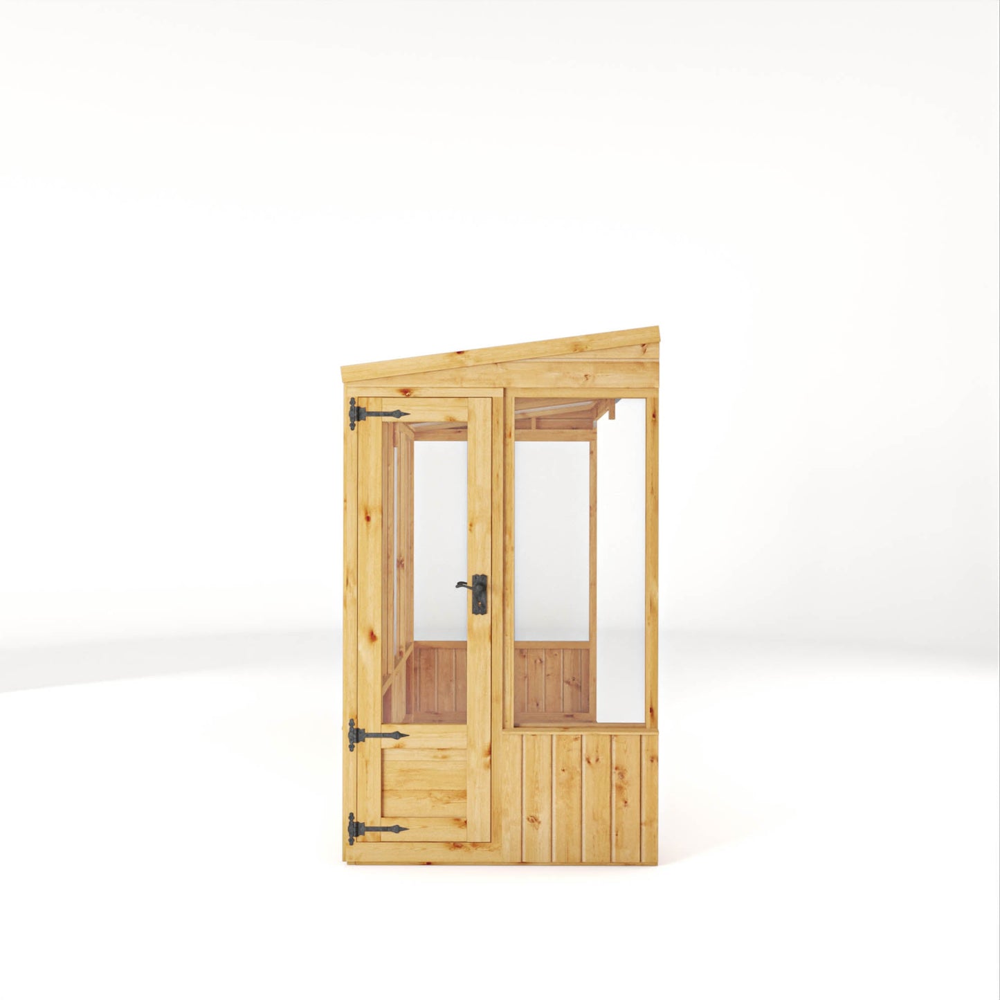 Mercia Woodsman 8' 2" x 3' 11" Pent Lean-to Greenhouse - Premium Dip Treated Shiplap- Styrene Windows