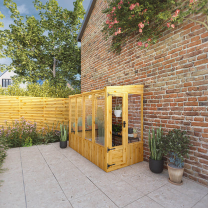 Mercia Woodsman 8' 2" x 3' 11" Pent Lean-to Greenhouse - Premium Dip Treated Shiplap- Styrene Windows