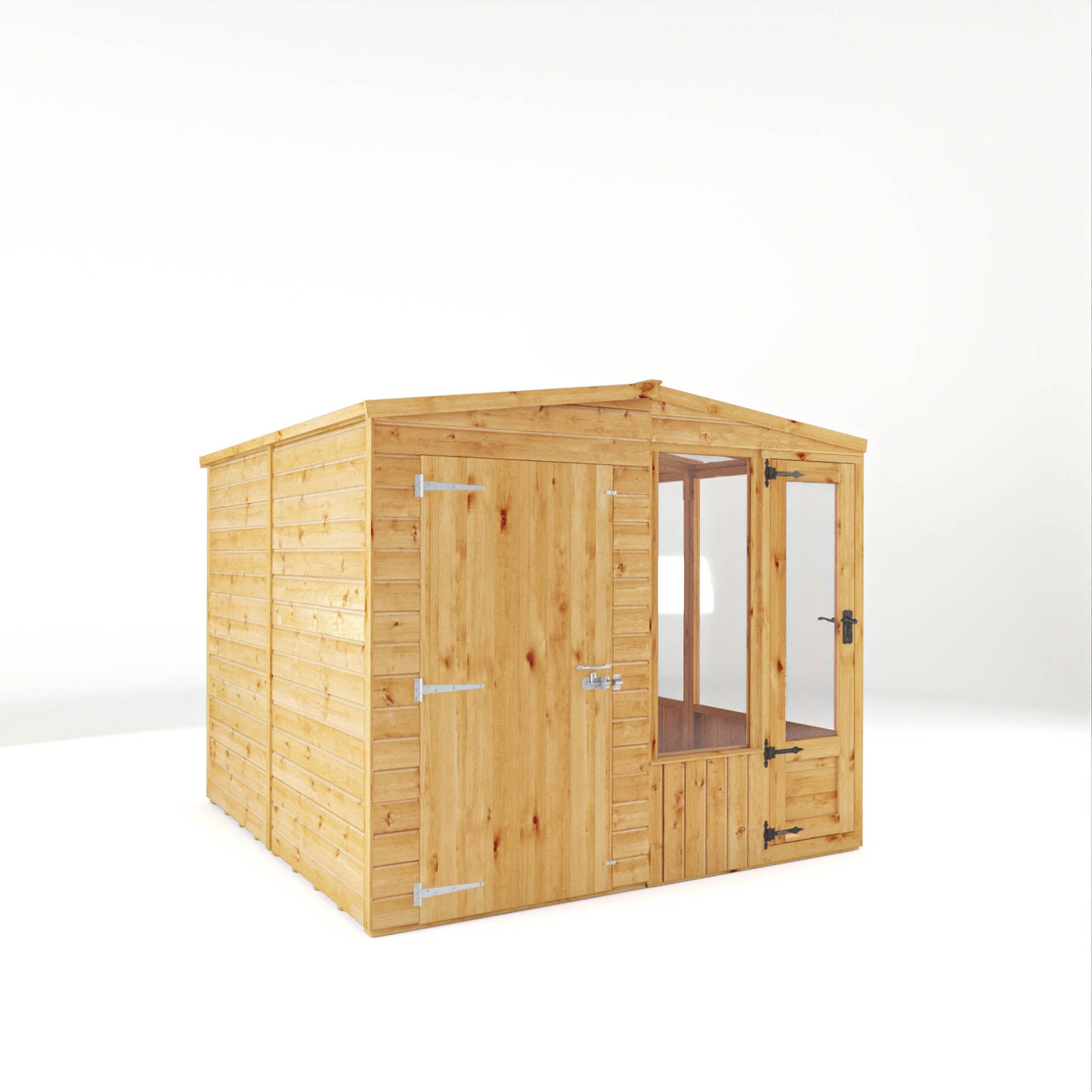 Mercia Woodsman 8' 4" x 8' Apex Combi Greenhouse Shed - Premium Dip Treated Shiplap- Styrene Windows