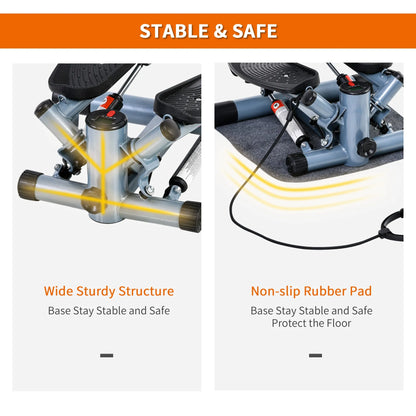 Mini Stepper Exercise Stepper Machine W/Arm Cord-Black/Silver