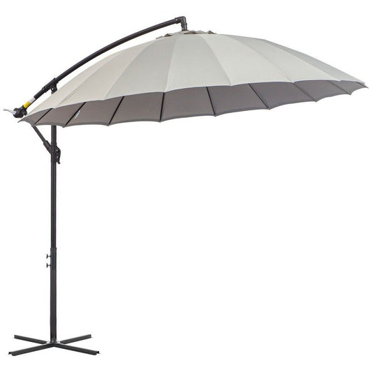 Outsunny 3(M) Cantilever Umbrella 18 Ribs & Vents Adjustable Angle For Patio Light Grey Primary Image
