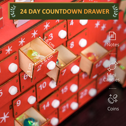 Christmas Sleigh Advent Calendar Red - 36cm