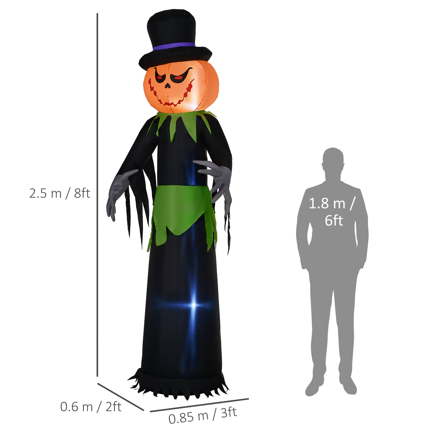 Pumpkin Man Inflatable Halloween Decoration - 250cm