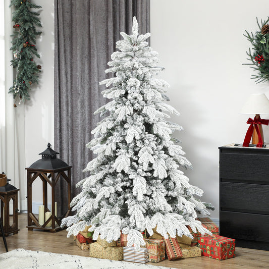 6ft Christmas Tree Artificial - White Frosted Green  1338 Tips