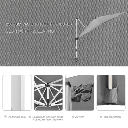 Outsunny 3m Square Cantilever Roma Parasol