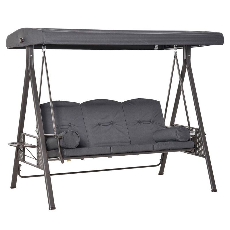 Outsunny 3 Seater Garden Swing Chair Outdoor Hammock Bench w/ Adjustable Canopy