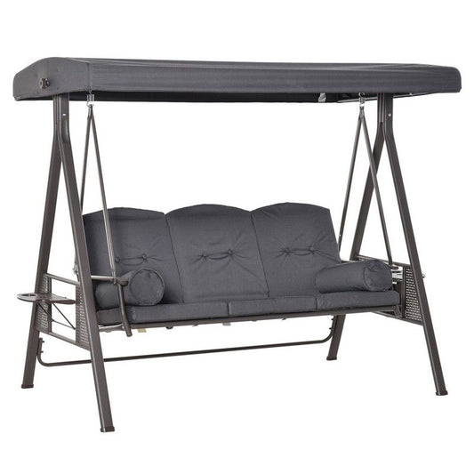 Outsunny 3 Seater Garden Swing Chair Outdoor Hammock Bench w/ Adjustable Canopy