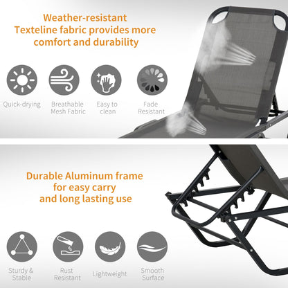 5-Position Sun Lounger Aluminium Grey by Aosom
