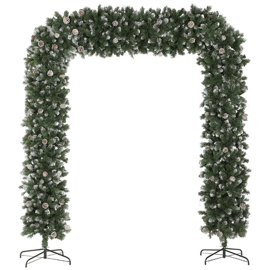 8ft Pinecone Christmas Tree Arch Artificial - White Frosted Green  2100 Tips