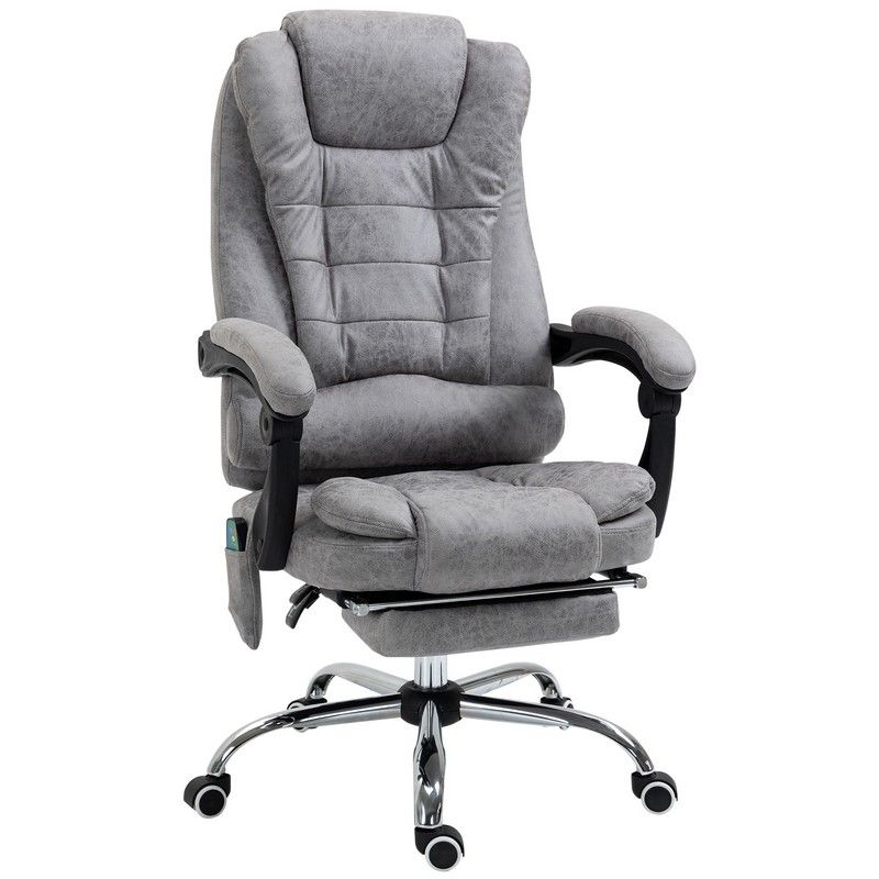 Heated 6 Points Vibration Massage Executive Office Chair Adjustable Swivel Ergonomic High Back Desk Chair Recliner Footrest