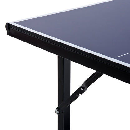 Homcom 6ft 182cm Mini Table Tennis Table Folding Ping Pong Table with Net Multi-Use Table for Indoor Outdoor Game
