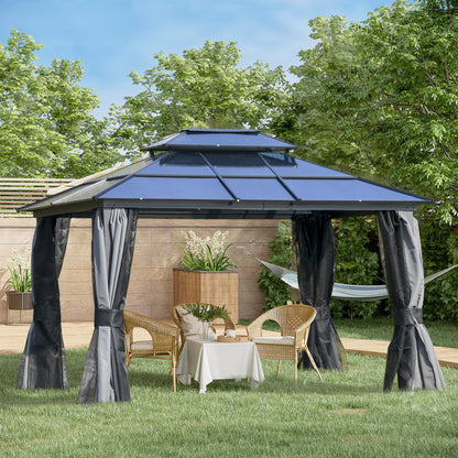 Outdoor 3.6 x 3M Gazebo Cabana w/ Steel Frame & Net Sidewalls for Privacy