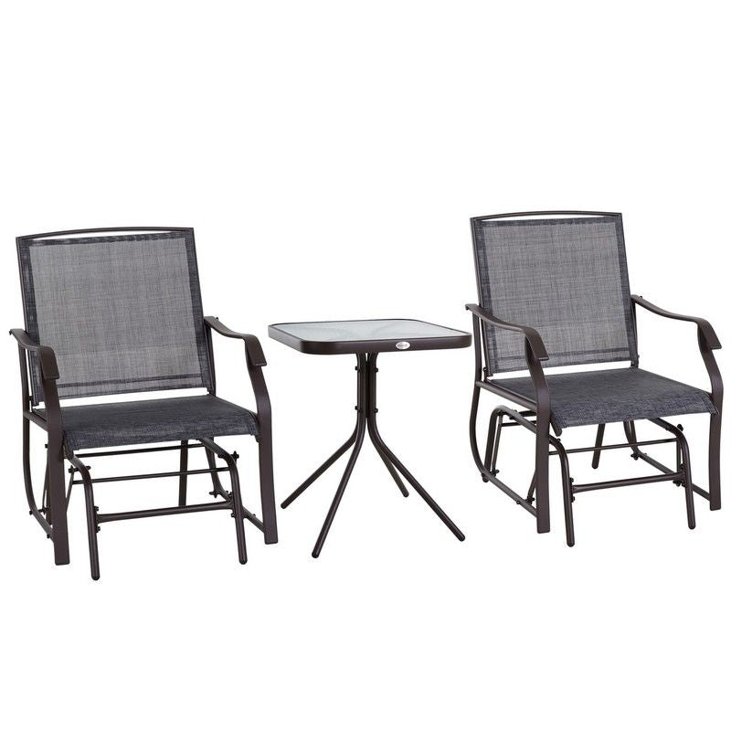 Glider Rocking Chair & Table Set 2 Single Seaters Rocker Garden Swing Chair Patio Furniture Bistro Set