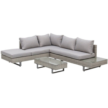 Three-Piece Corner Rattan Set With Glass Tables Primary Image