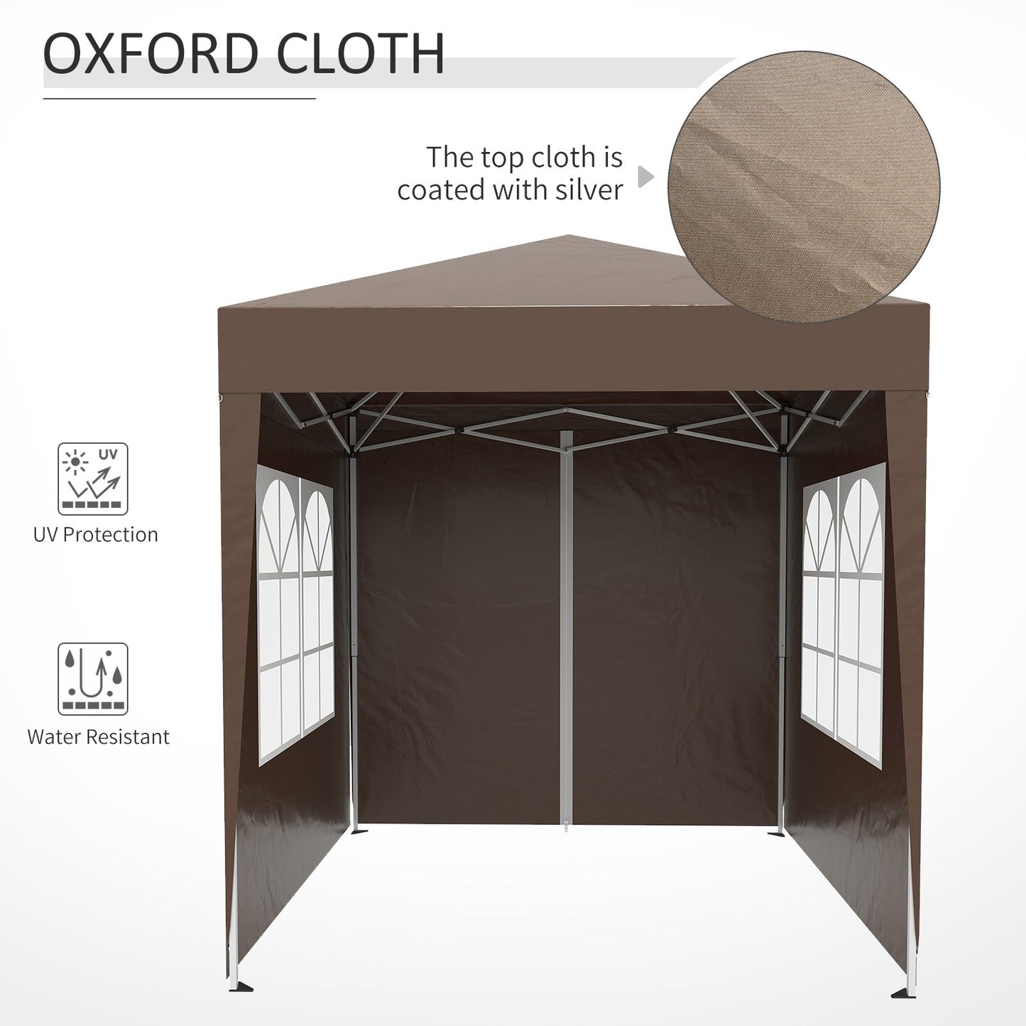 2m x 2m Garden Pop Up Gazebo Marquee Party Tent Wedding Awning Canopy New With free Carrying Case Coffee + Removable 2 Walls 2 Windows