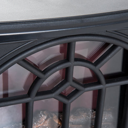 Electric Fireplace Heater Freestanding Stove with LED Flame Effect 1000W/2000W-Black