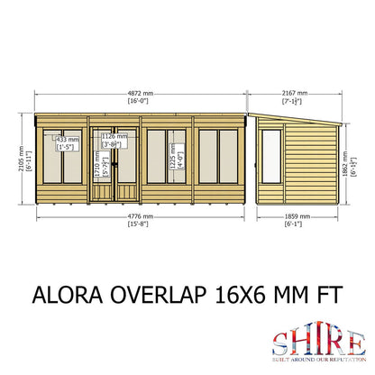 Shire Alora 7' 1" x 15' 11" Pent Summerhouse - Premium Dip Treated Overlap