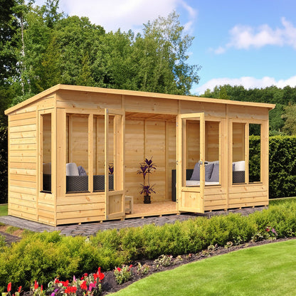 Shire Alora 7' 1" x 15' 11" Pent Summerhouse - Premium Dip Treated Overlap