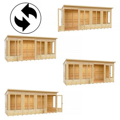 Shire Alora 7' 1" x 15' 11" Pent Summerhouse - Premium Dip Treated Overlap