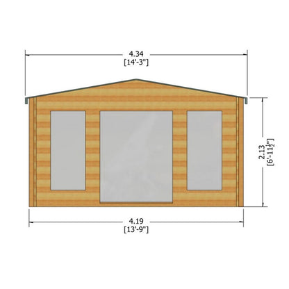 Shire Argyll 13' 8" x 9' 9" Apex Log Cabin - Premium 28mm Cladding Tongue & Groove