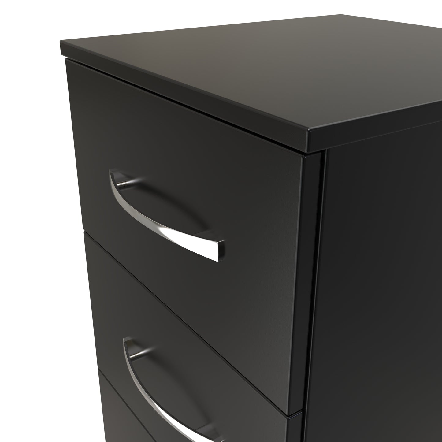 Avon Bedside Table Black 3 Drawers 70cm