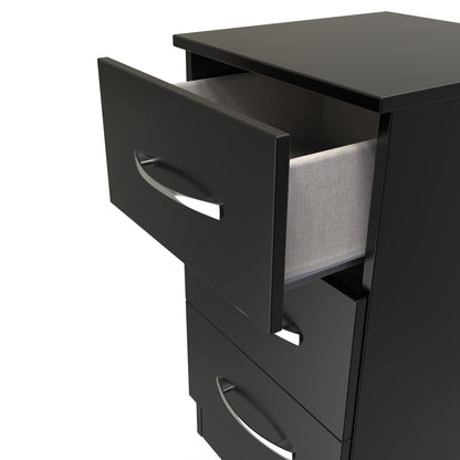 Avon Bedside Table Black 3 Drawers 70cm