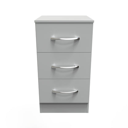 Avon Bedside Table Grey 3 Drawers 70cm
