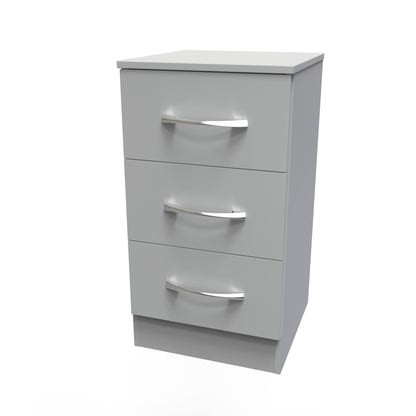 Avon Bedside Table Grey 3 Drawers 70cm