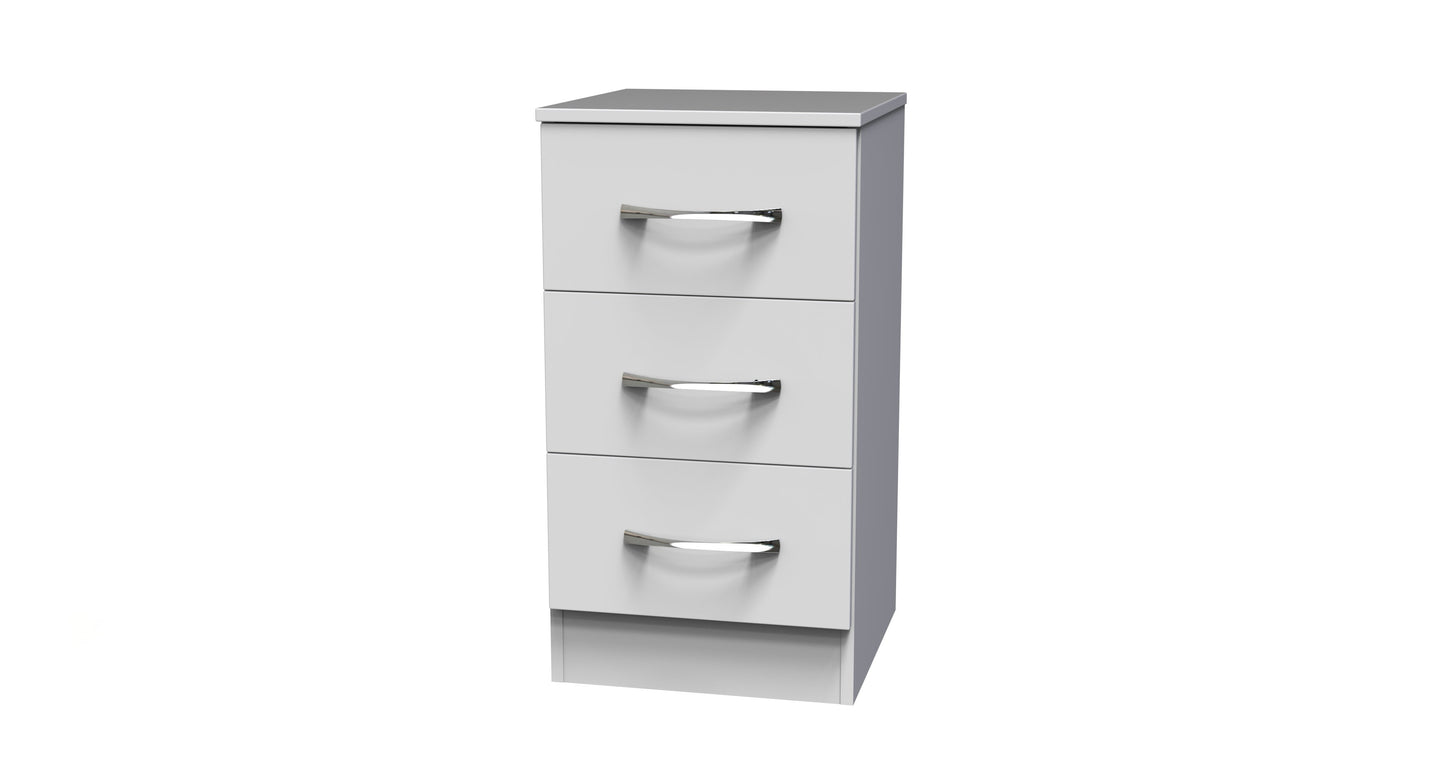 Avon Bedside Table White 3 Drawers 70cm