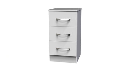 Avon Bedside Table White 3 Drawers 70cm