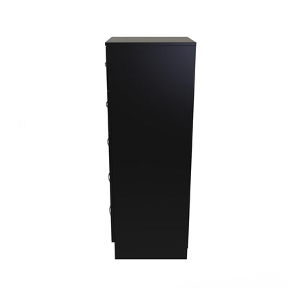 Avon Tall Slim Chest of Drawers Black 5 Drawers 108cm