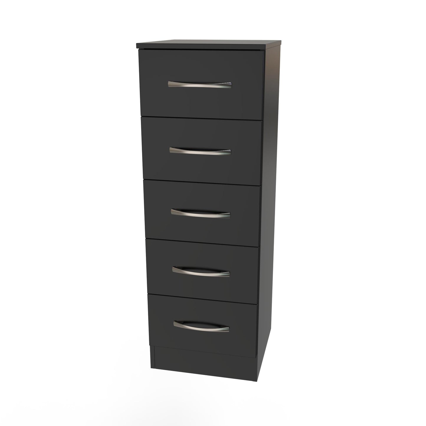Avon Tall Slim Chest of Drawers Black 5 Drawers 108cm