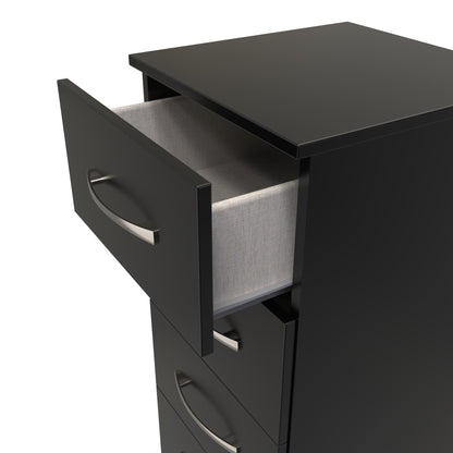 Avon Tall Slim Chest of Drawers Black 5 Drawers 108cm