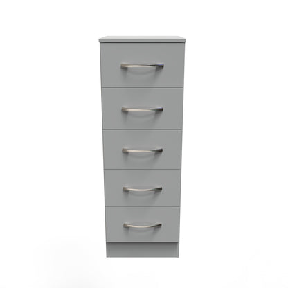 Avon Tall Slim Chest of Drawers Grey 5 Drawers 108cm