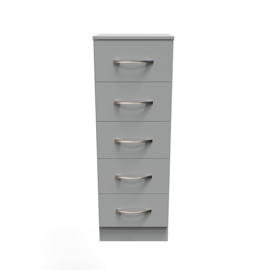 Avon Tall Slim Chest of Drawers Grey 5 Drawers 108cm