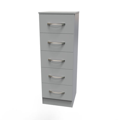Avon Tall Slim Chest of Drawers Grey 5 Drawers 108cm