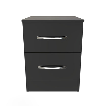 Avon Bedside Table Black 2 Drawers 51cm