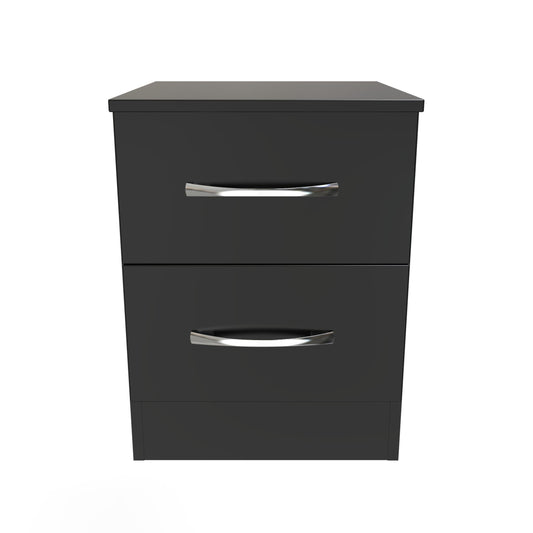 Avon Bedside Table Black 2 Drawers 51cm