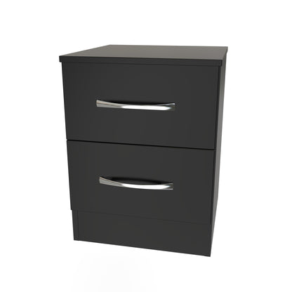 Avon Bedside Table Black 2 Drawers 51cm