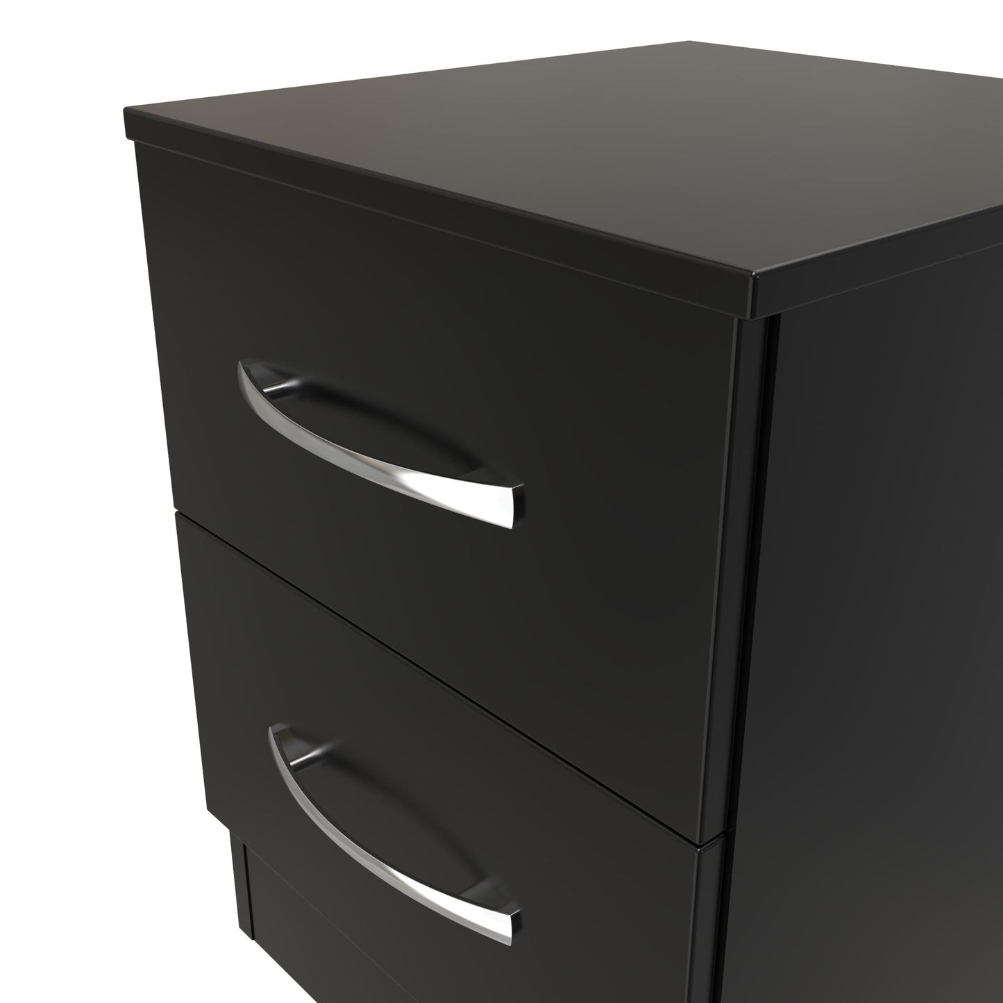 Avon Bedside Table Black 2 Drawers 51cm