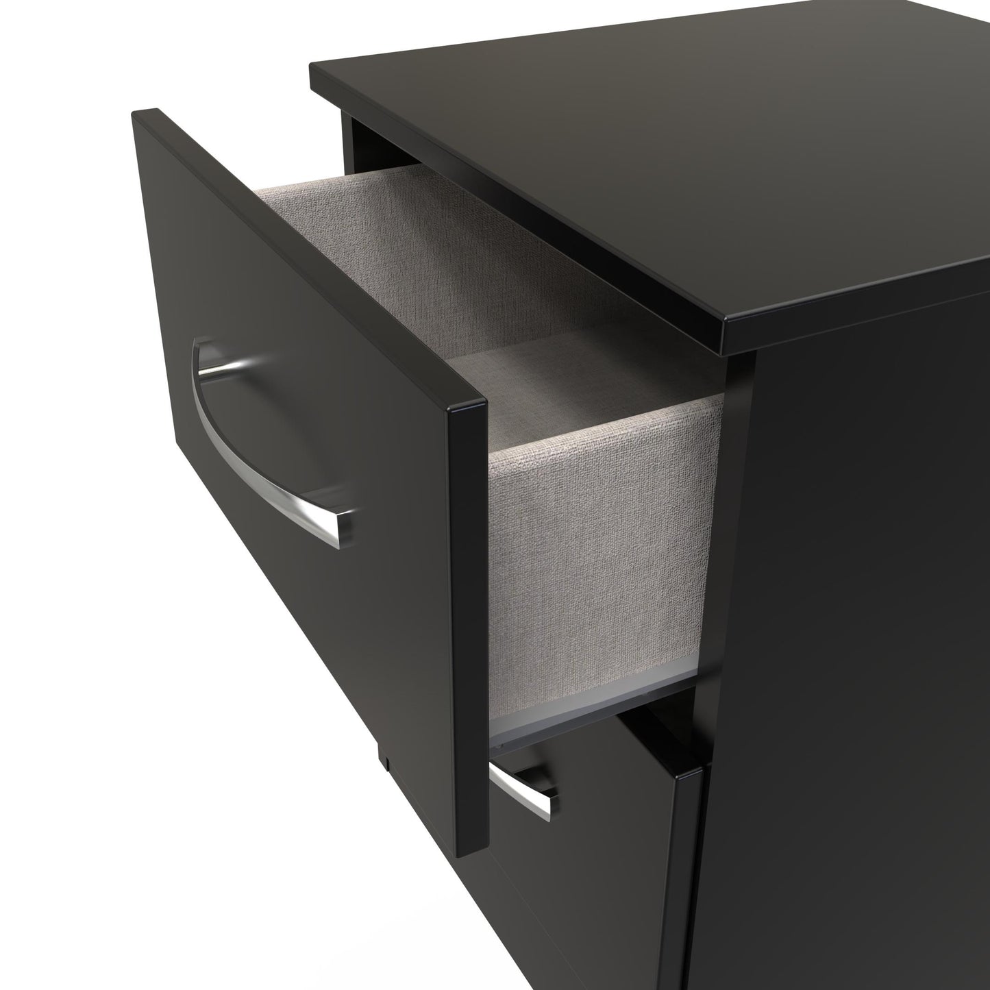 Avon Bedside Table Black 2 Drawers 51cm