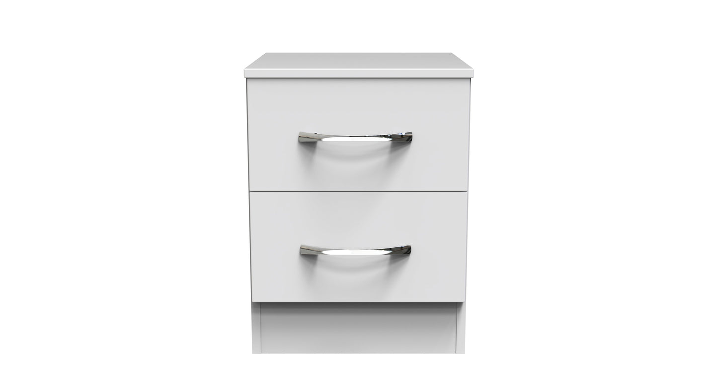 Avon Bedside Table White 2 Drawers 51cm