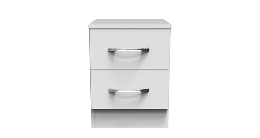Avon Bedside Table White 2 Drawers 51cm