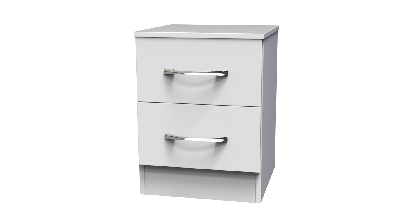 Avon Bedside Table White 2 Drawers 51cm