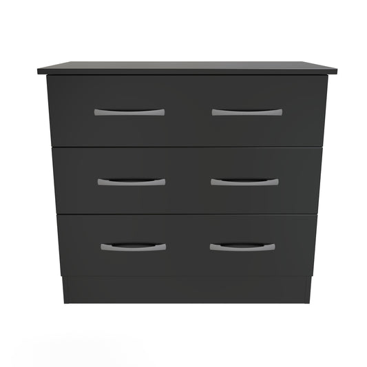 Avon Chest of Drawers Black 3 Drawers 74cm