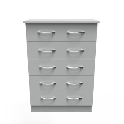 Avon Tall Chest of Drawers Grey 5 Drawers 108cm