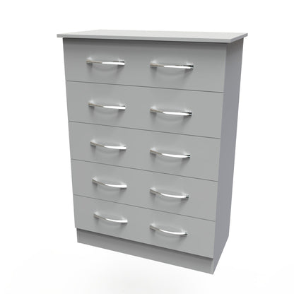 Avon Tall Chest of Drawers Grey 5 Drawers 108cm